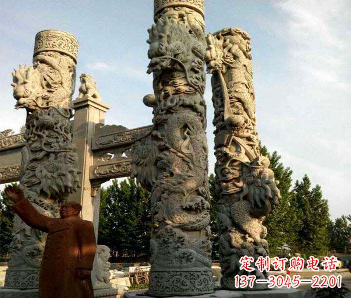 无锡广场景观大理石龙柱石雕