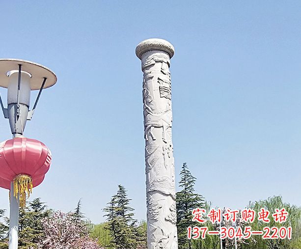 无锡广场景观大理石龙柱石雕 (6)