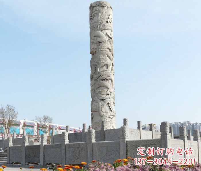 无锡广场景观大理石龙柱石雕_1 (2)