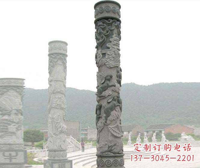 无锡广场景观仿古12生肖石柱 (2)