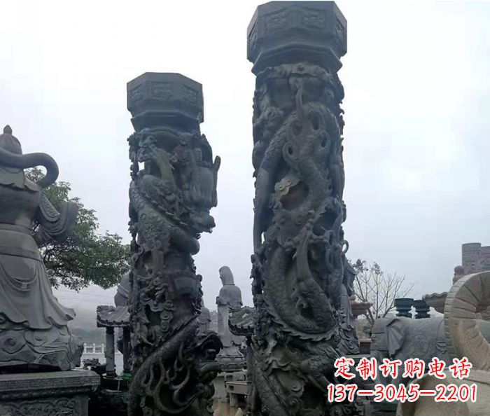 无锡安静传承-中领雕塑广场景观仿古盘龙柱石雕