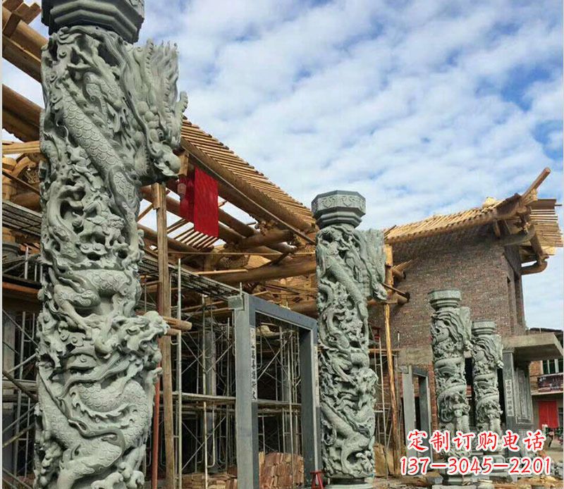 无锡广场盘龙柱大理石柱子石雕