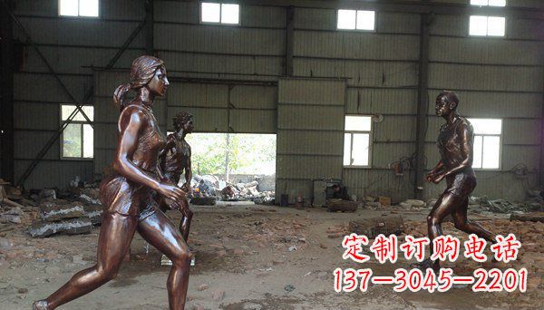 无锡广场跑步女生人物铜雕