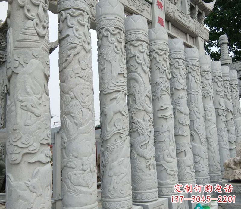 无锡中领雕塑:专业定制十二生肖石柱景观石雕