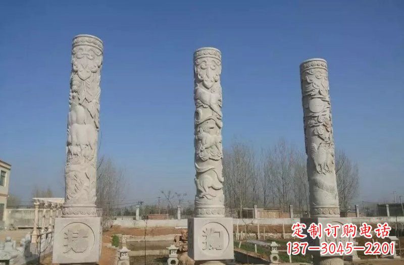 无锡十二生肖文化柱石雕,展现传统文化风采