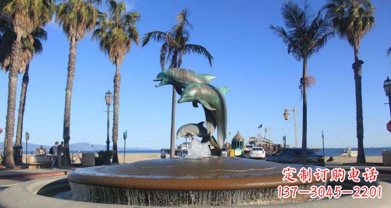 无锡广场跳跃的海豚景观铜雕