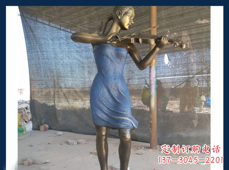 无锡精美细腻的西方美女拉小提琴人物雕塑