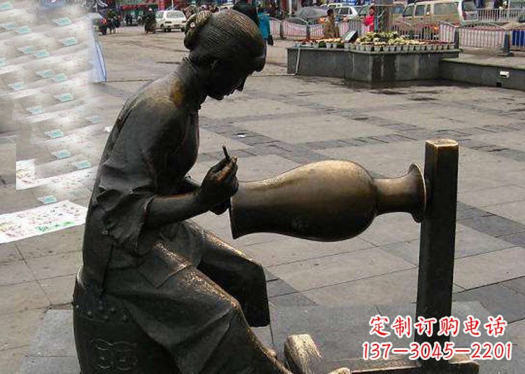 无锡领雕塑铜质花盆雕塑