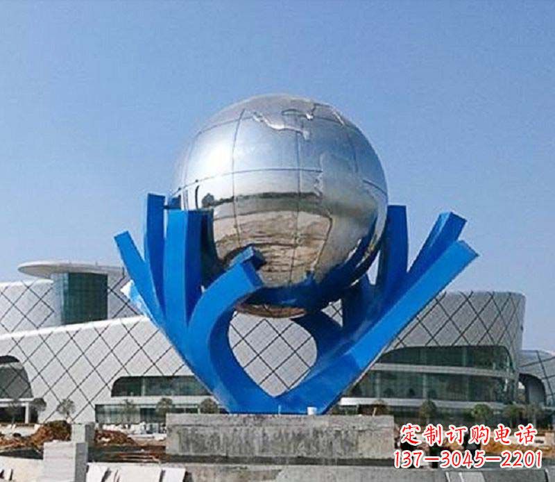 无锡中领雕塑打造把地球握在手中精致不锈钢抽象雕塑