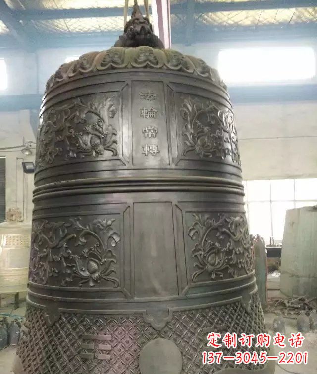 无锡国泰民安铜钟寺庙铜雕-传统工艺精美的铜钟雕塑
