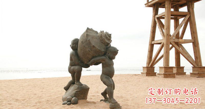 无锡抬着海螺的小男孩景观雕塑