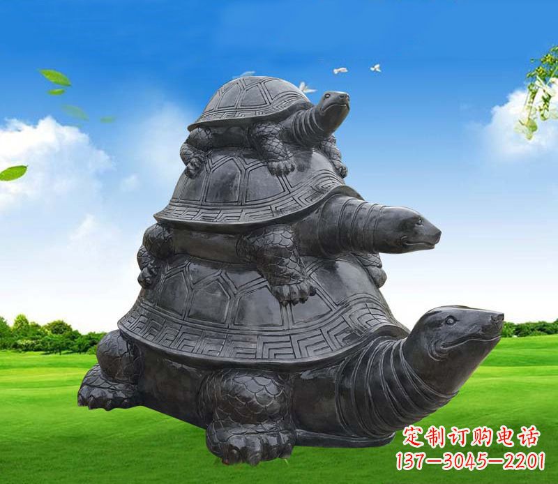 无锡重现经典,海龟母子石雕动物摆件