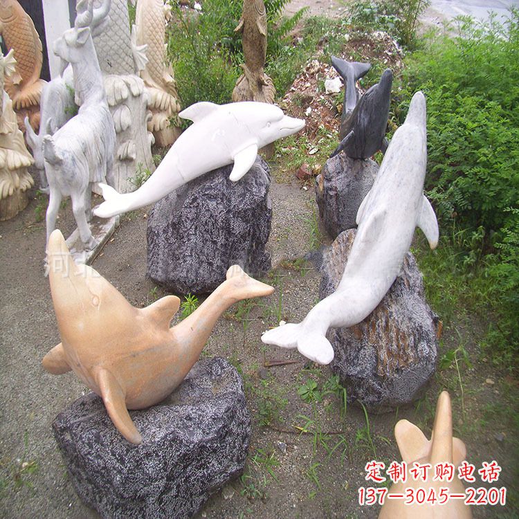 无锡海豚石雕塑,纯手工定制精美艺术品