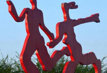 无锡中领雕塑-多彩情侣跑步雕塑
