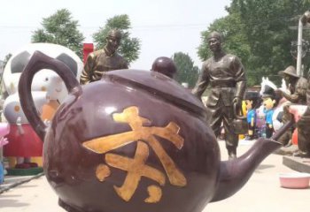 无锡高质量广场茶壶铜雕塑