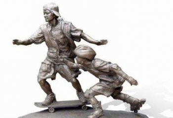 无锡令人惊叹的广场滑板男孩铜雕塑