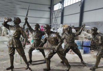 无锡广场铜雕解放军人人物雕塑