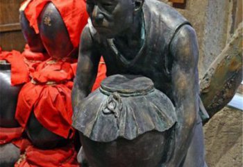 无锡铜质老人抱酒图案雕塑