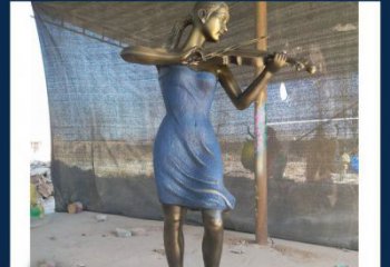 无锡精美细腻的西方美女拉小提琴人物雕塑