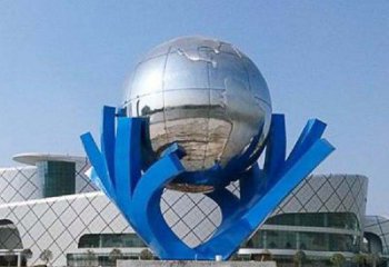 无锡中领雕塑打造把地球握在手中精致不锈钢抽象雕塑