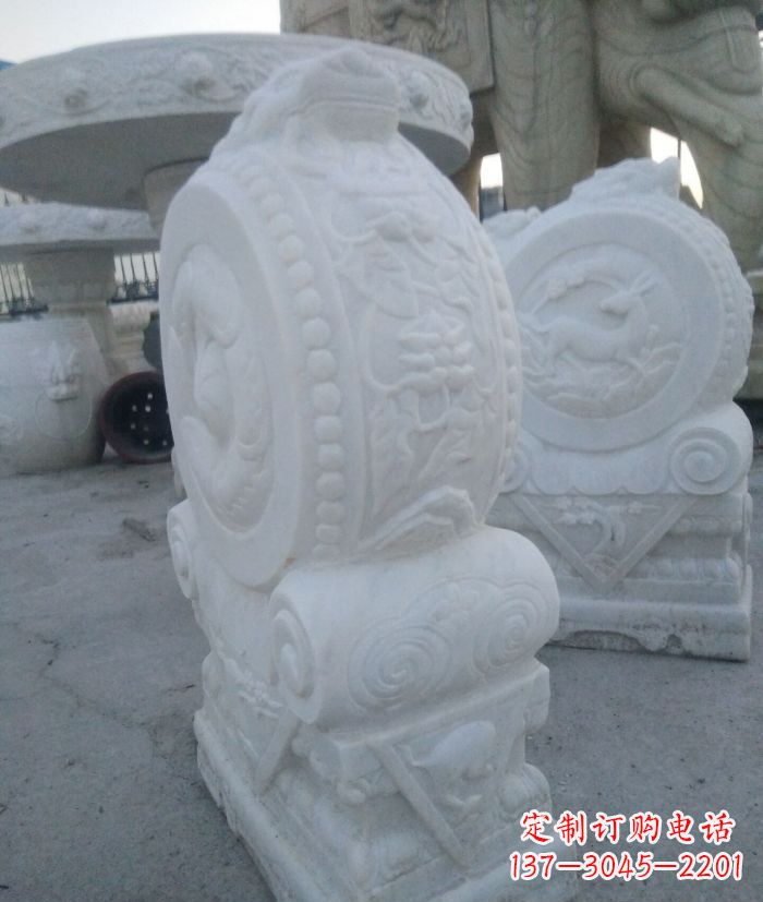 无锡汉白玉抱鼓石门墩雕塑