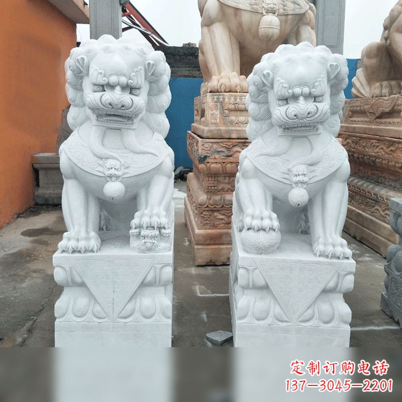 无锡风格精致的汉白玉北京小狮子雕塑