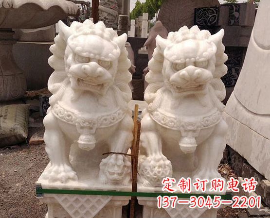 无锡精美手工汉白玉狮子石雕