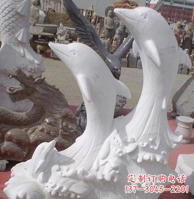 无锡汉白玉海豚石雕