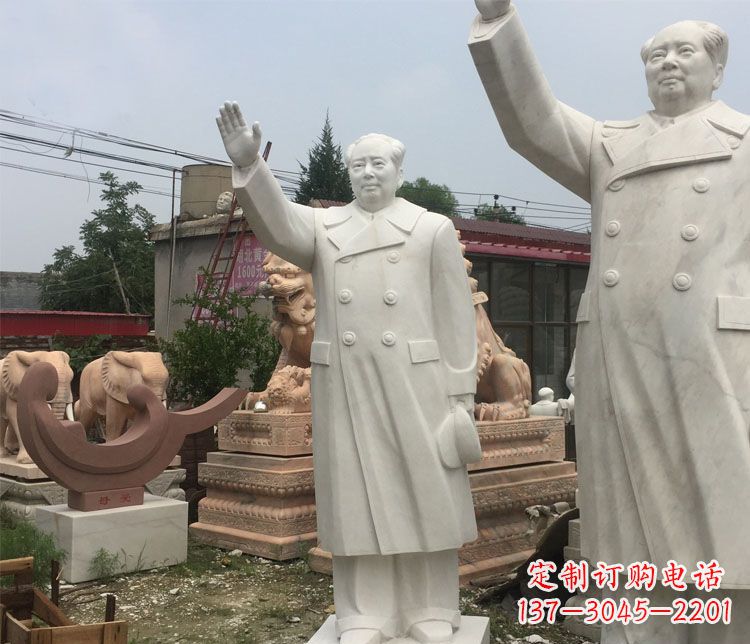 无锡雕刻伟人的光辉历史——汉白玉挥手的毛主席广场伟人石雕