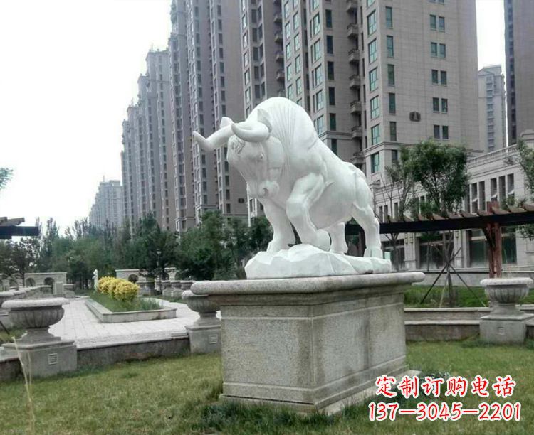 无锡汉白玉开荒牛小区园林动物石雕