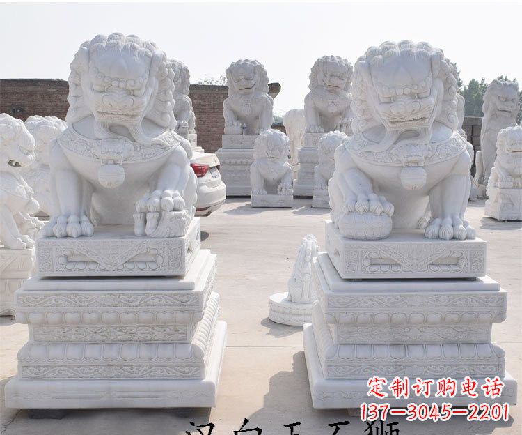 无锡汉白玉看门狮子雕塑