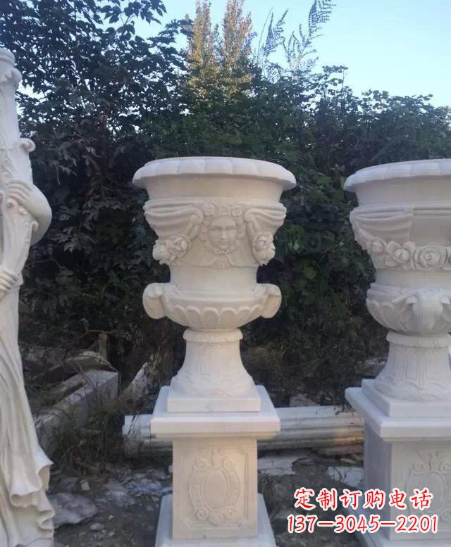 无锡汉白玉艺术雕塑花盆
