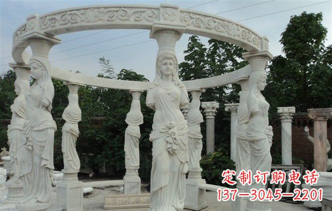 无锡汉白玉欧式凉亭雕塑,尽享悠然凉意