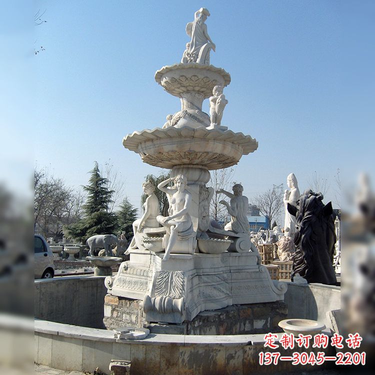 无锡汉白玉欧式人物喷泉