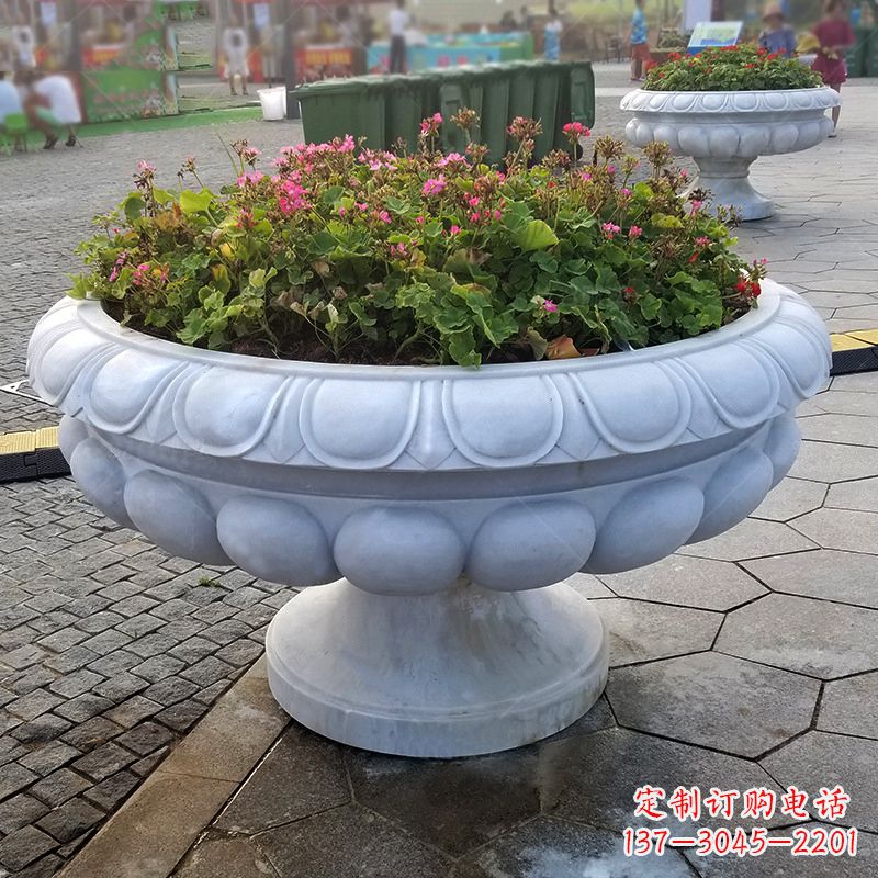 无锡汉白玉欧式石雕花盆