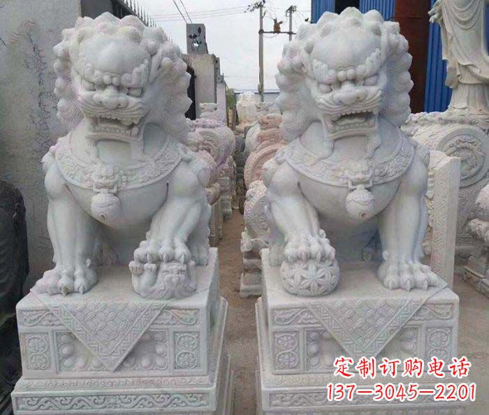 无锡汉白玉狮子招财动物石雕