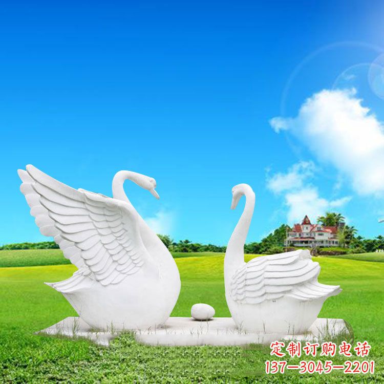无锡精美石雕天鹅情侣动物雕塑摆件