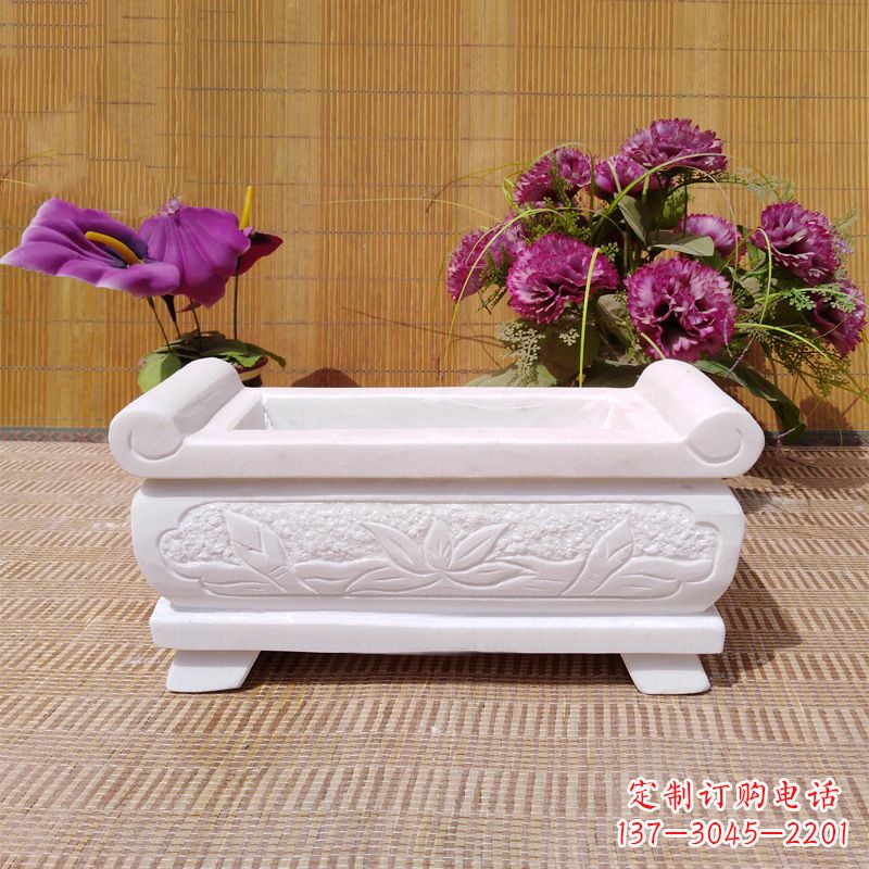 无锡汉白玉石特色香炉雕塑