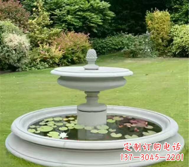 无锡汉白玉双层喷泉雕塑