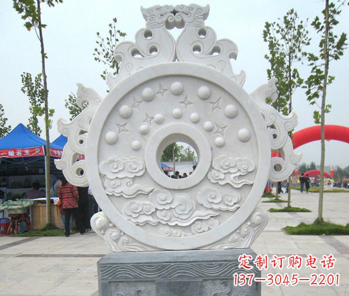 无锡精雕细琢汉白玉双龙石门墩雕塑