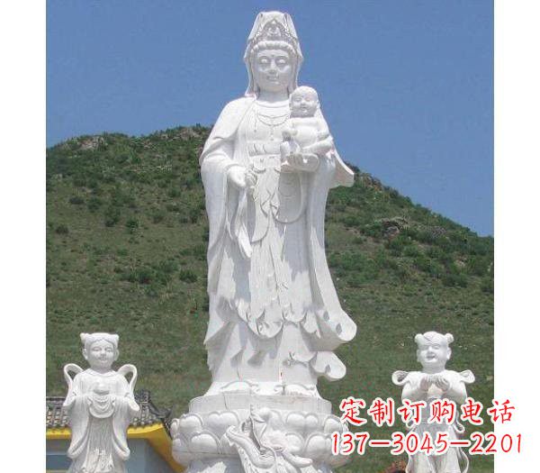 无锡汉白玉观音善财童子龙女雕塑