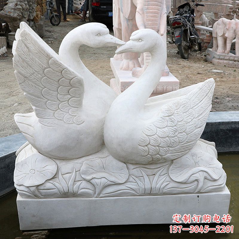 无锡精美绝伦的汉白玉天鹅石雕塑