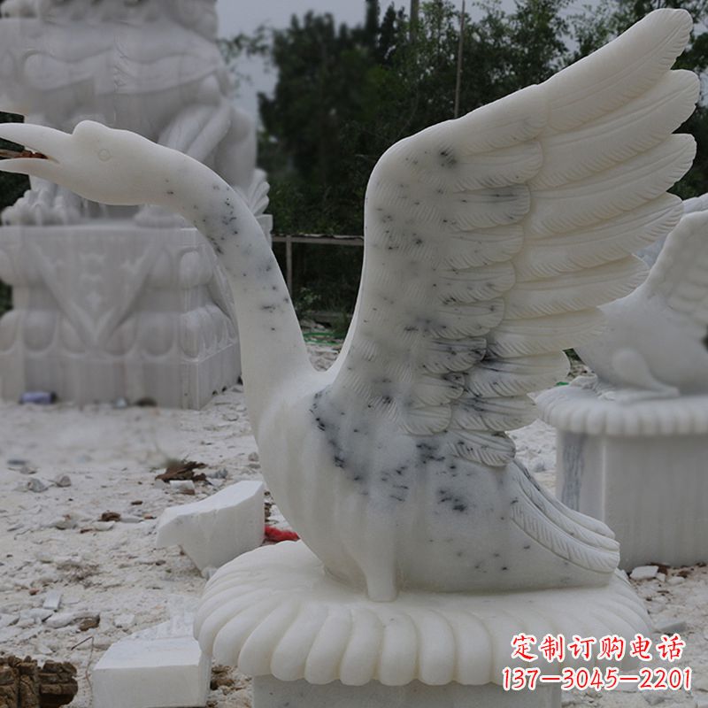 无锡汉白玉天鹅石雕,精美绝伦,令人叹为观止