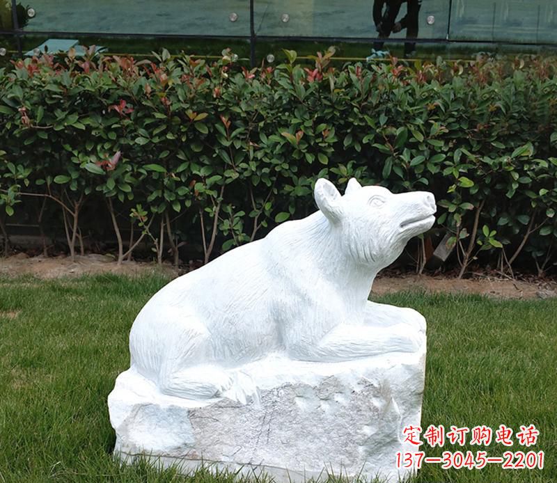 无锡唯美可爱的汉白玉小区动物熊雕塑