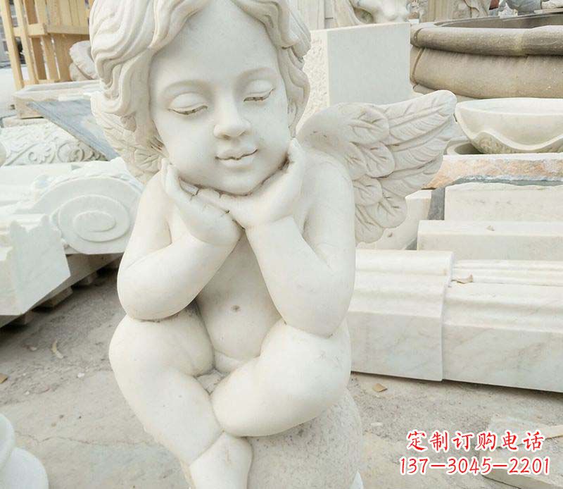 无锡汉白玉小天使西方儿童石雕,让孩子们拥有属于自己的天使