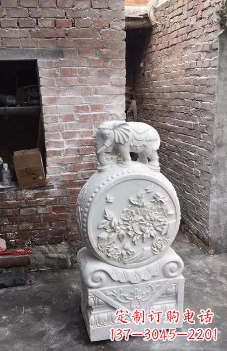 无锡汉白玉小象抱鼓石雕塑之美