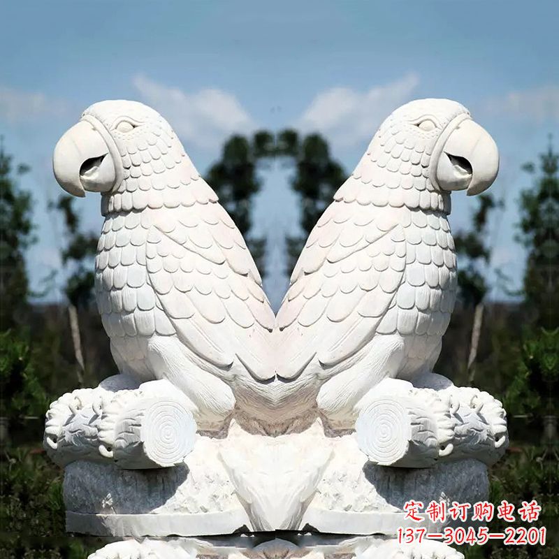 无锡汉白玉鹦鹉石雕,令你赏心悦目