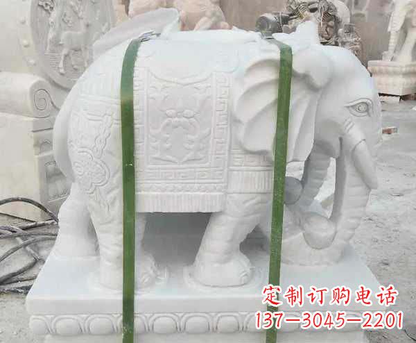无锡瑞气四溢的汉白玉招财大象雕塑