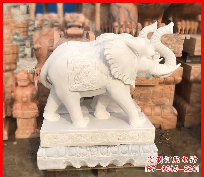 无锡汉白玉招财大象雕塑
