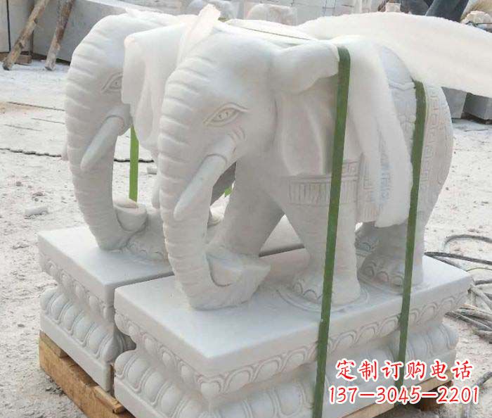 无锡汉白玉招财大象企业门口石雕